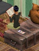 2 tiled coffee table sims can sit on